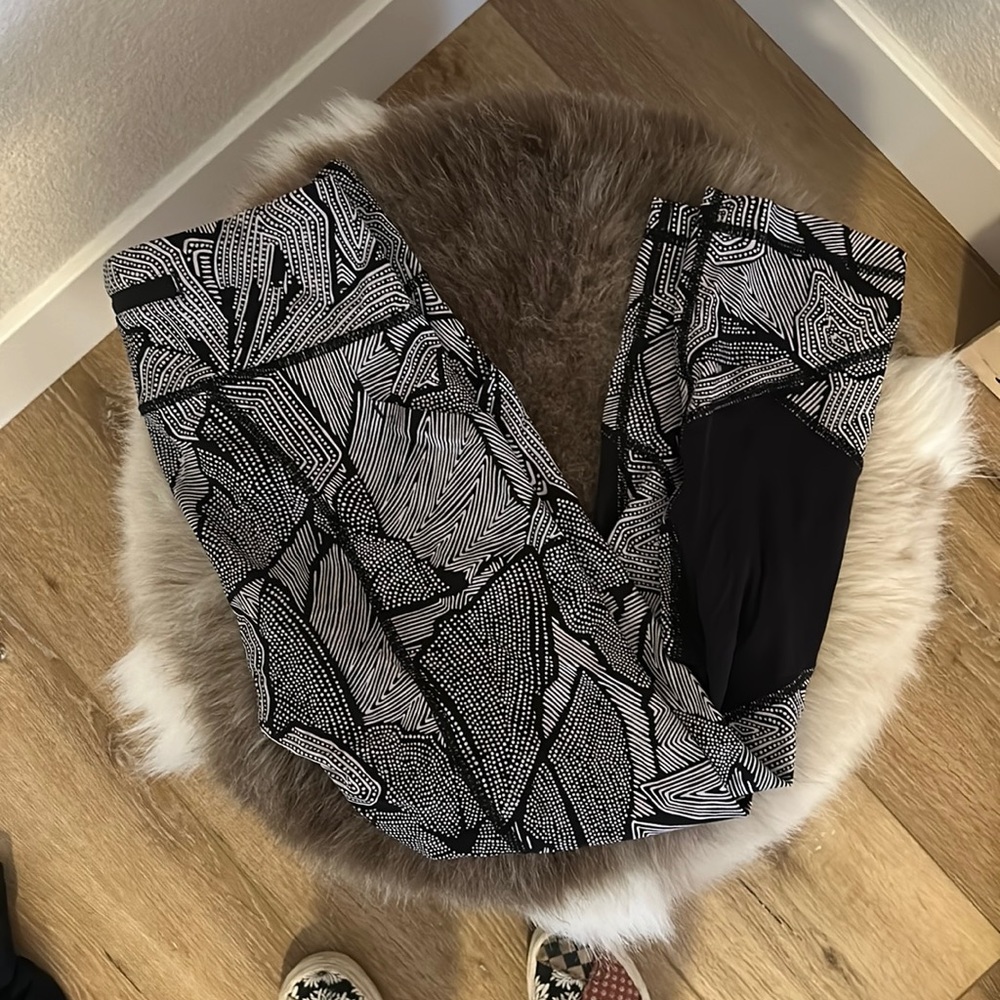 Lululemon capri leggings with side pockets and zipper in the back. Lightly used